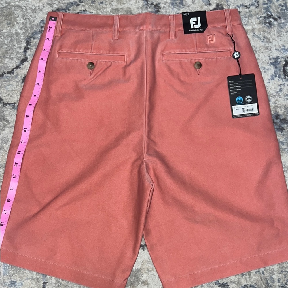 Salmon Flat Front Shorts Lightweight Cotton Blend